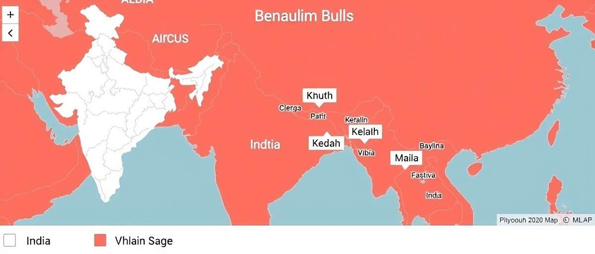Benaulim Bulls Regional Popularity Map of India highlighting Benaulim Bulls download hotspots across different states